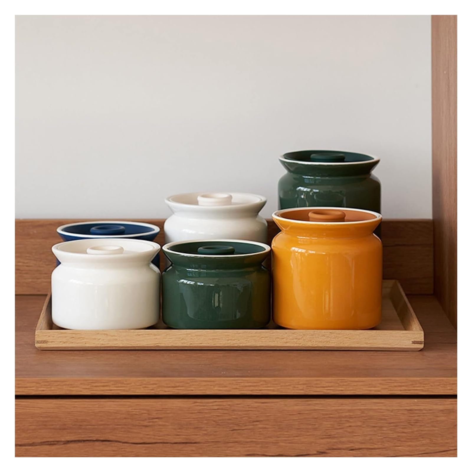 Sucrier, sucrier, sucrier avec couvercle hermétique, pot de stockage de sucre de couleur unie, pot à sucre, récipient à sucre pot à épices-blanc(Yellow,10x15.5cm)