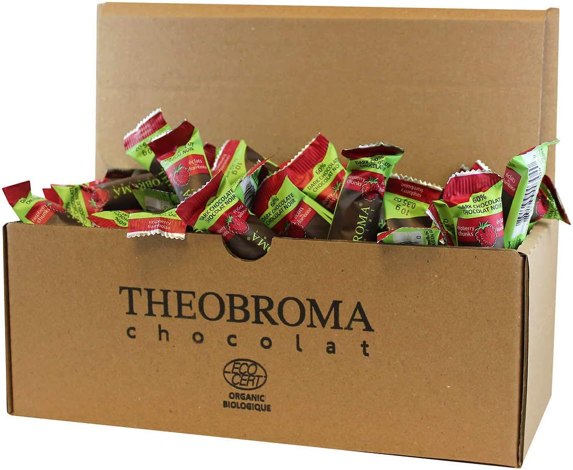 Theobroma 60% Dark Chocolate Sticks with Raspberry, 75 x 10 g (0.35 oz ...