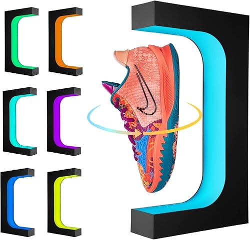 JEHUPA Exhibición de zapatos levitante, estante flotante con control LED, 16 colores, estante giratorio de luz para coleccionistas de zapatos,