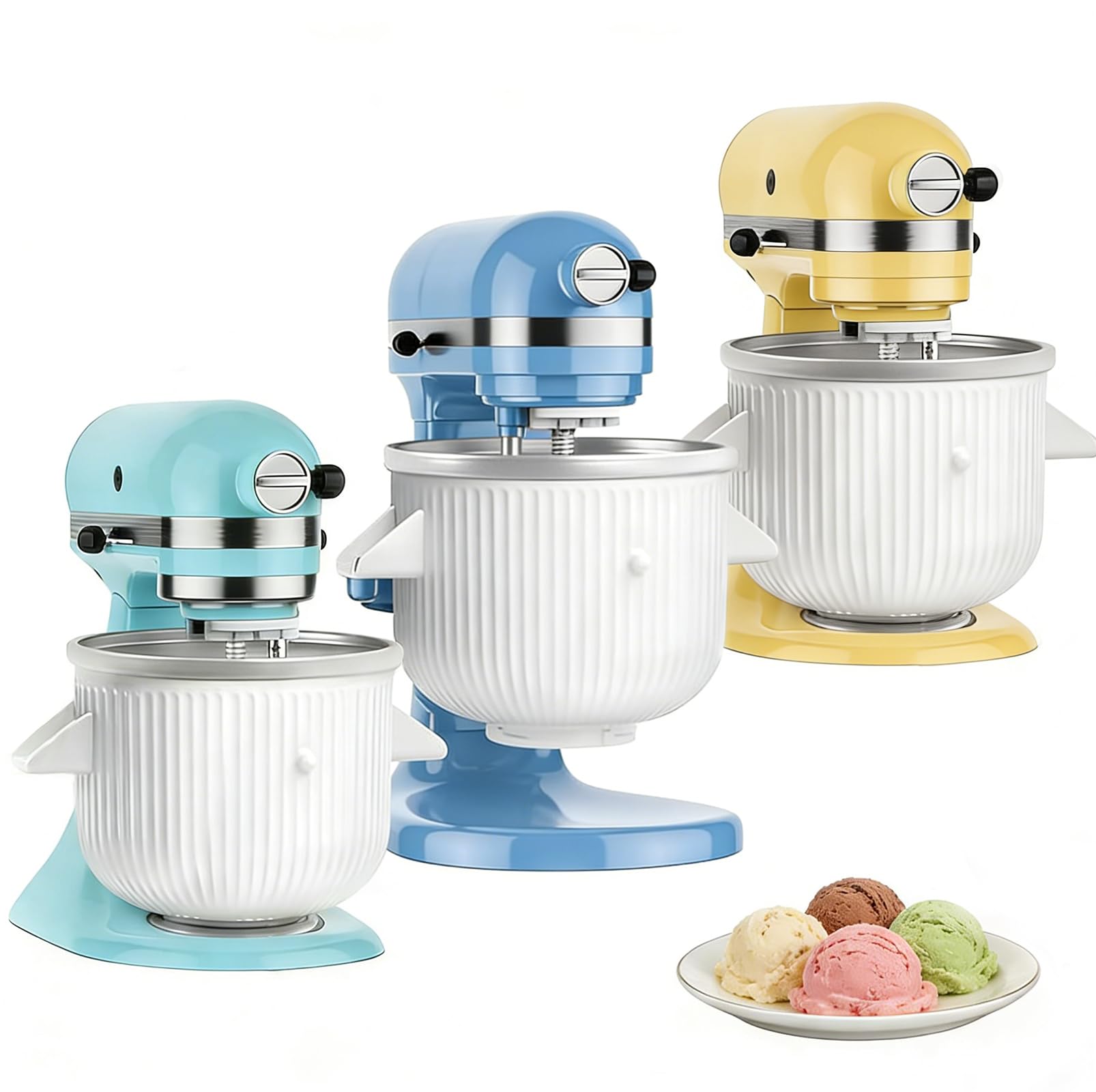 Ice Cream Maker Attachment for KitchenAid 4 5 5QT 6QT Mixers Frozen Ice Cream Sorbet Gelato Maker for