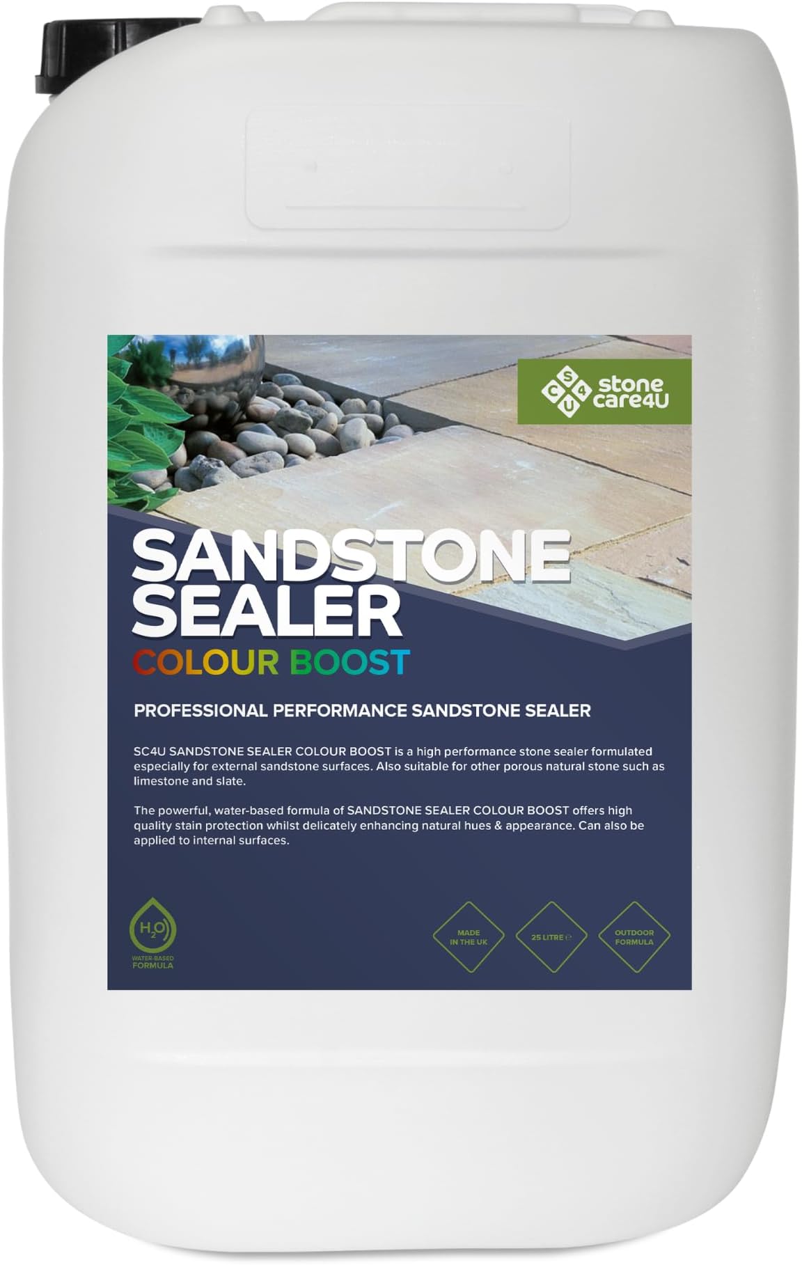 StoneCare4U - Sandstone Sealer Colour Boost - 25L - Colour Enhancement Exterior Natural Stone Sealant for Sandstone, Limestone, Slate & More. Outdoor Clear Sealant for Patio, Drive & Paths