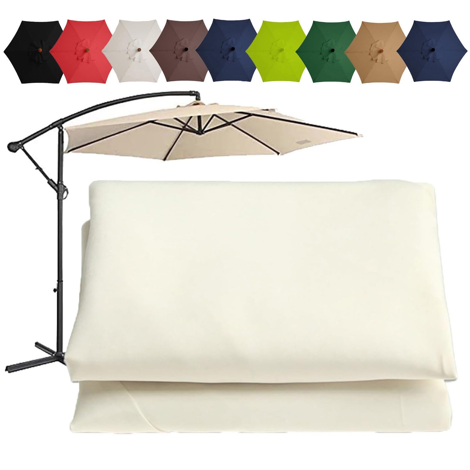 DPAOZPO Patio Umbrella Replacement Top, Market Table Umbrella Top Replacement Cloth, 6 Ribs/8 Ribs Replacement Parasol Fabric Cover 2m/6.5ft 2.7m/8.8ft 3m/9.8ft (Color : White, Size : (6Rib) 2m/78in)