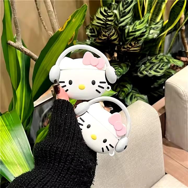 Image of Silicone Case Compatible for Apple Airpods 4 (2024) Cute Design for AirPods 4 with Active Noise Cancellation (ANC) with Keychain Hook Shockproof Protective Case (Cool Kitty)