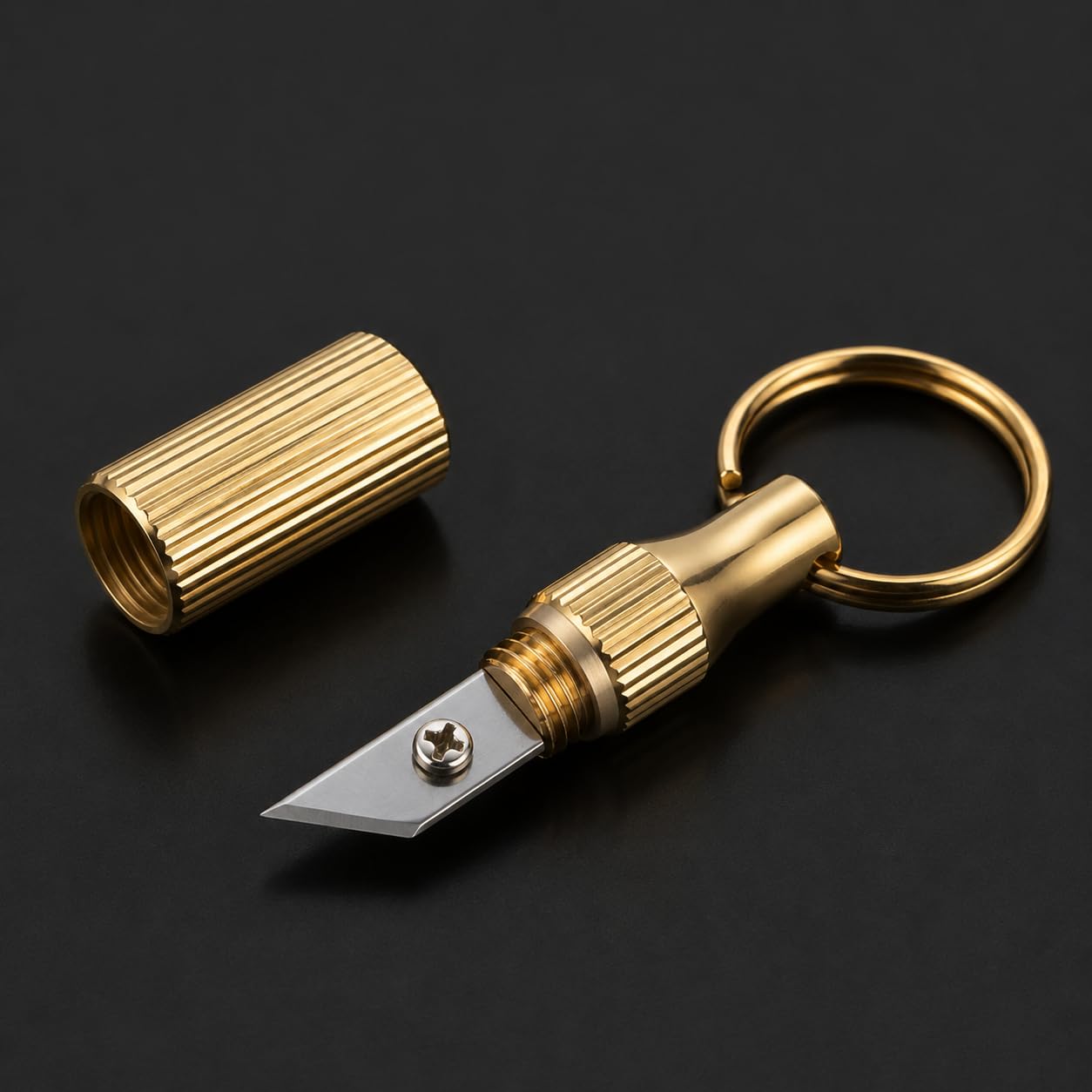 Mini Keychain Utility Knife Cutter for Opening Boxes, Packages, Envelopes & Plastic Wrap | Portable EDC Pocket Box Opener with Stainless Steel Blade & Brass Body (Pack of 1)-picture-24