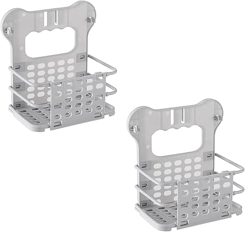 Miniatura 8 de 2 cestas plegables para la ropa sucia montadas en la pared, cesta pequeña de plástico, estantes plegables para colgar en el baño y la cocina,