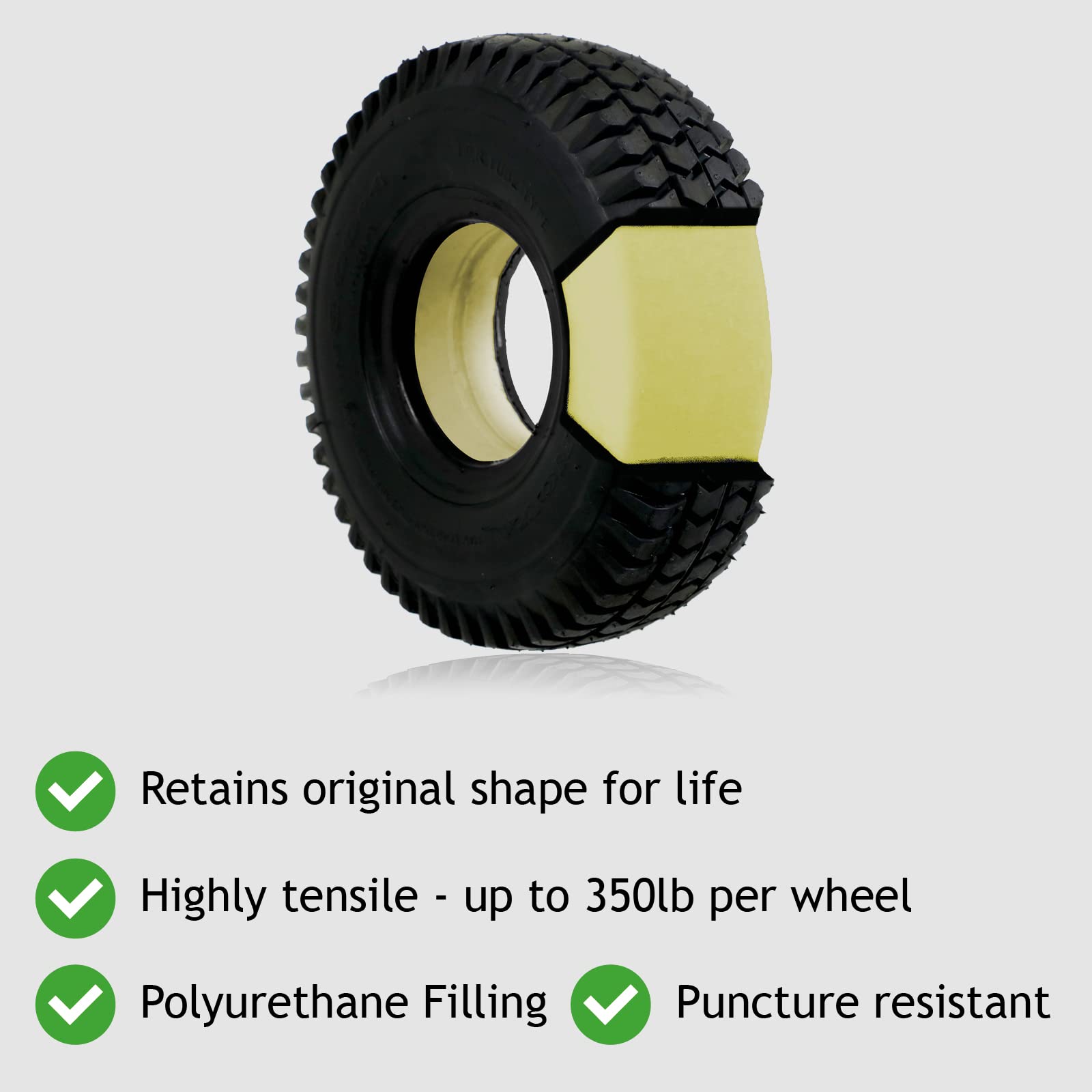 SPARES2GO Reifen für Elektromobil, 3,00 x 4, massives Blockprofil 3.00-4, 300 x 4, 260 x 85, kein Durchstechen, 2 Stück