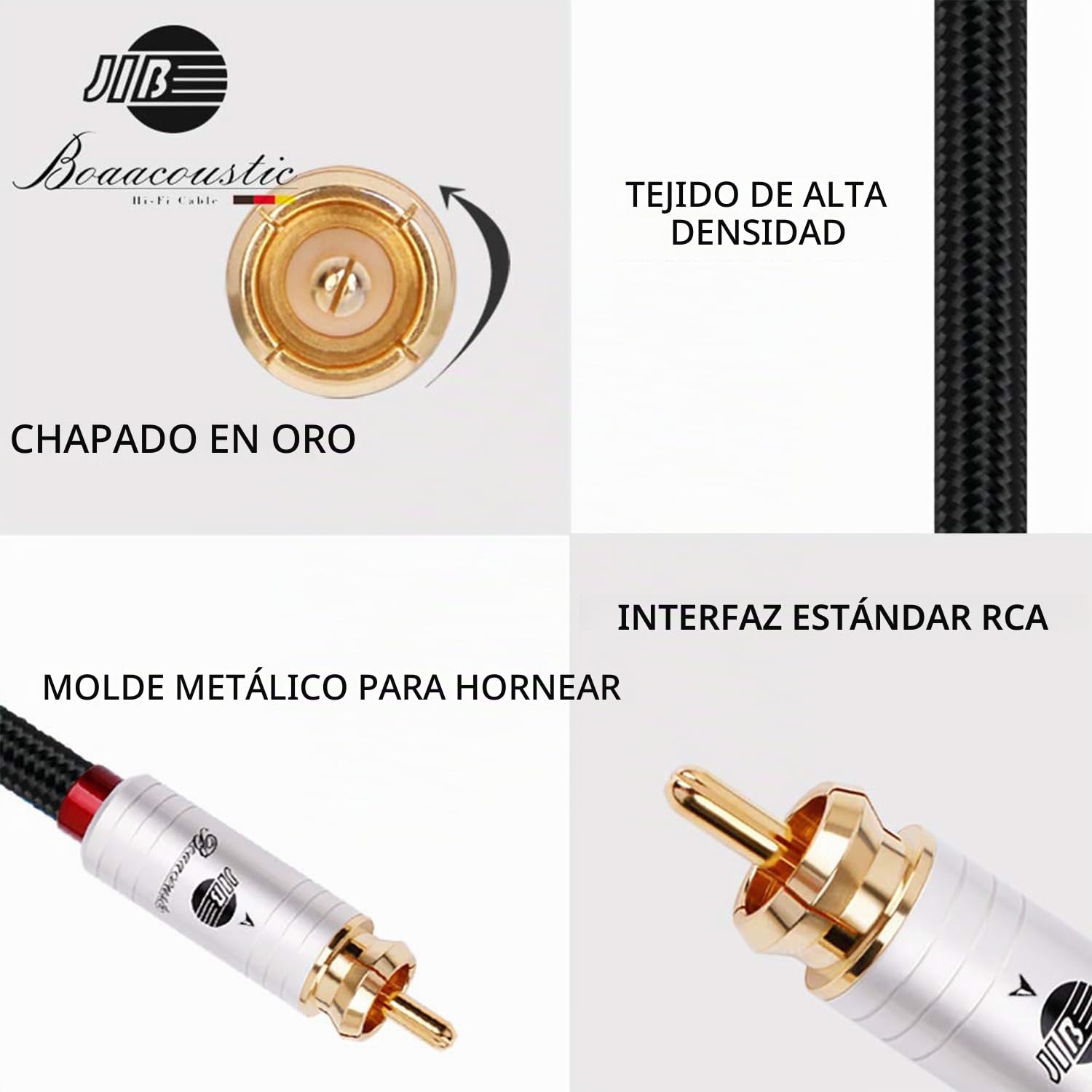 BOAACOUSTIC Cable de audio RCA Cable Cinch 2x RCA macho a macho Audiophile compatible para CD, amplificador, decodificador, 1m