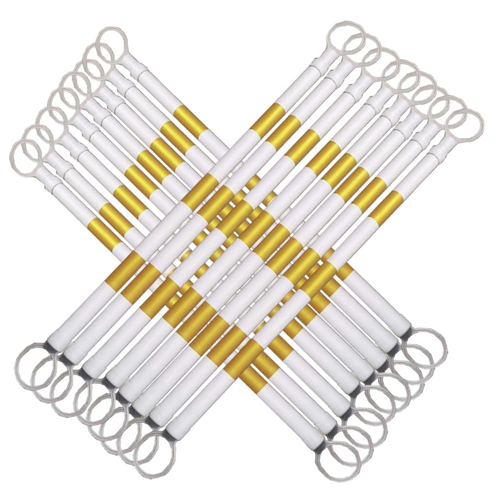 SGKOMN Adjustable Traffic Cone Barrier - 16 Pcs Reflective Retractable Security Divider, 47-78 Inch Temporary Warning Cone with Yellow & Black Sheeting for Outdoor Safety &, Yellow and White-16pcs