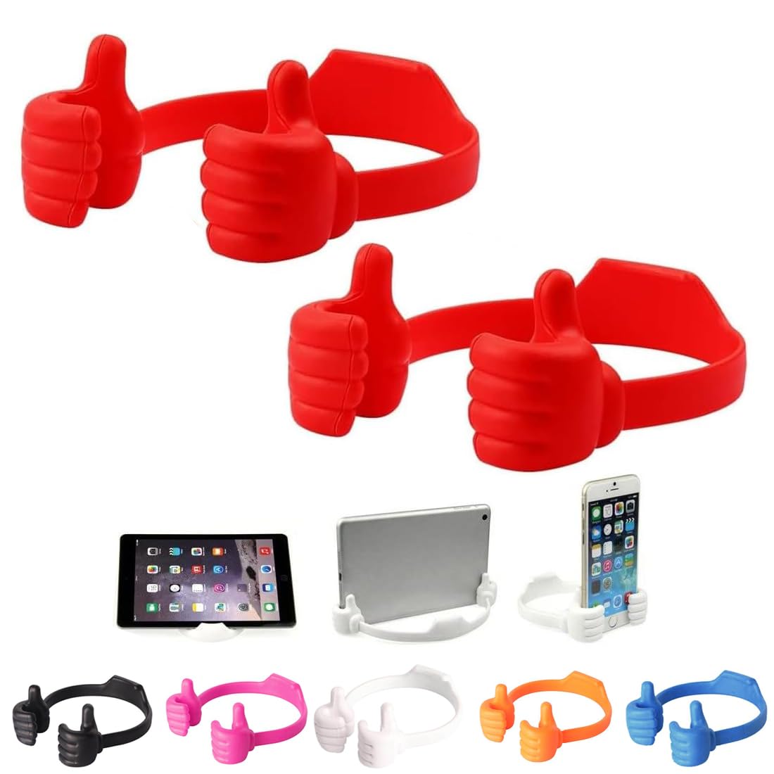 ROGOHPE2 Packs Thumbs Up Lazy Mobile Cell Phone Tablet Holders Portable Fun Lazy Tabletop Thumb Phone Stand Adjustable Phone Stand for Desk Bed Desktop Mount Stand