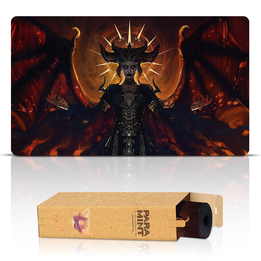 Paramint Lilith (Stitched) - MTG Playmat by Anato Finnstark, Diablo - Compatible with Magic the Gathering Playmat - Play MTG, YuGiOh, TCG - Original Play Mat Art Designs & Accessories