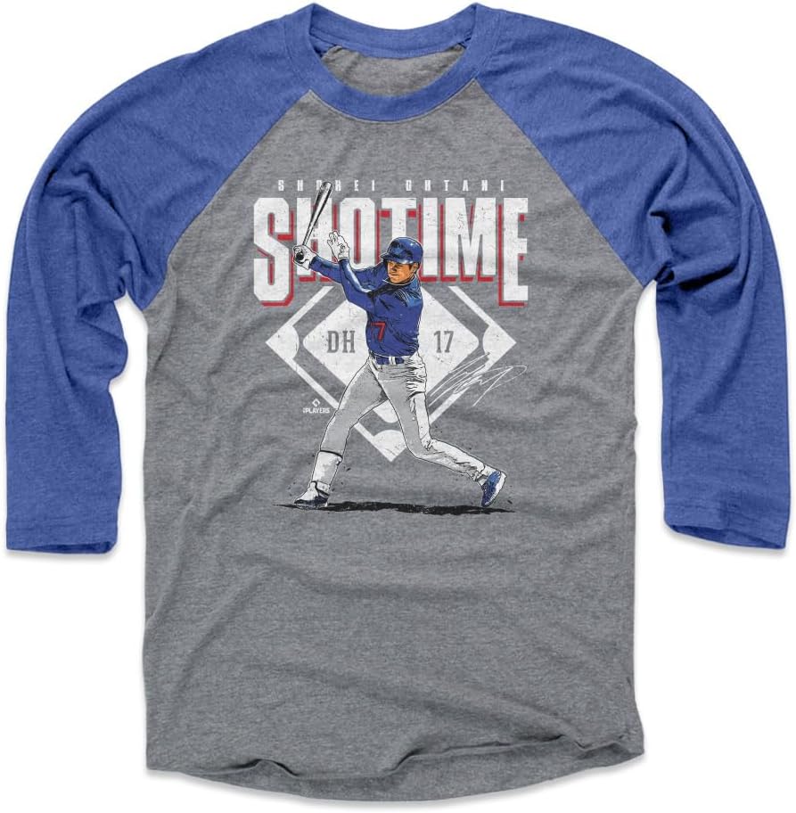 500 LEVEL Shohei Ohtani 3/4 Sleeve Raglan T-Shirt - Shohei Ohtani Los Angeles D Diamond Base WHT