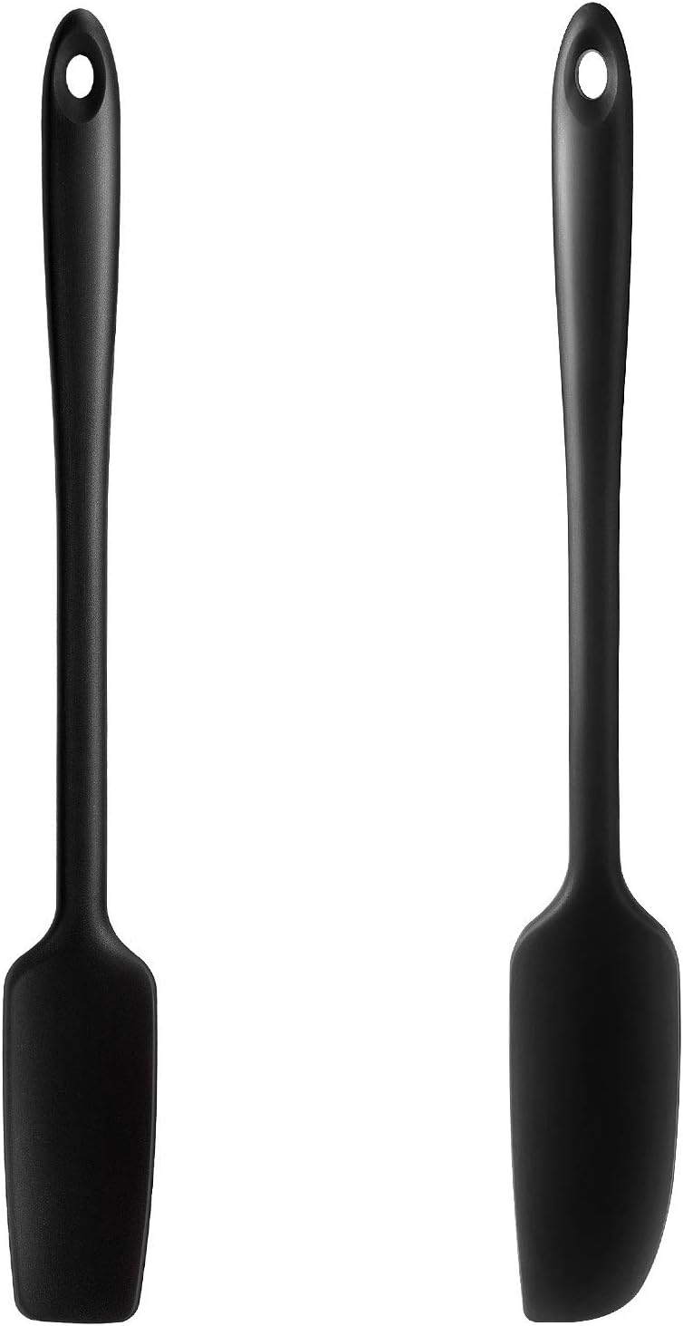 2 Pieces Long Handle Silicone Jar Spatula NonStick Rubber Scraper Heat