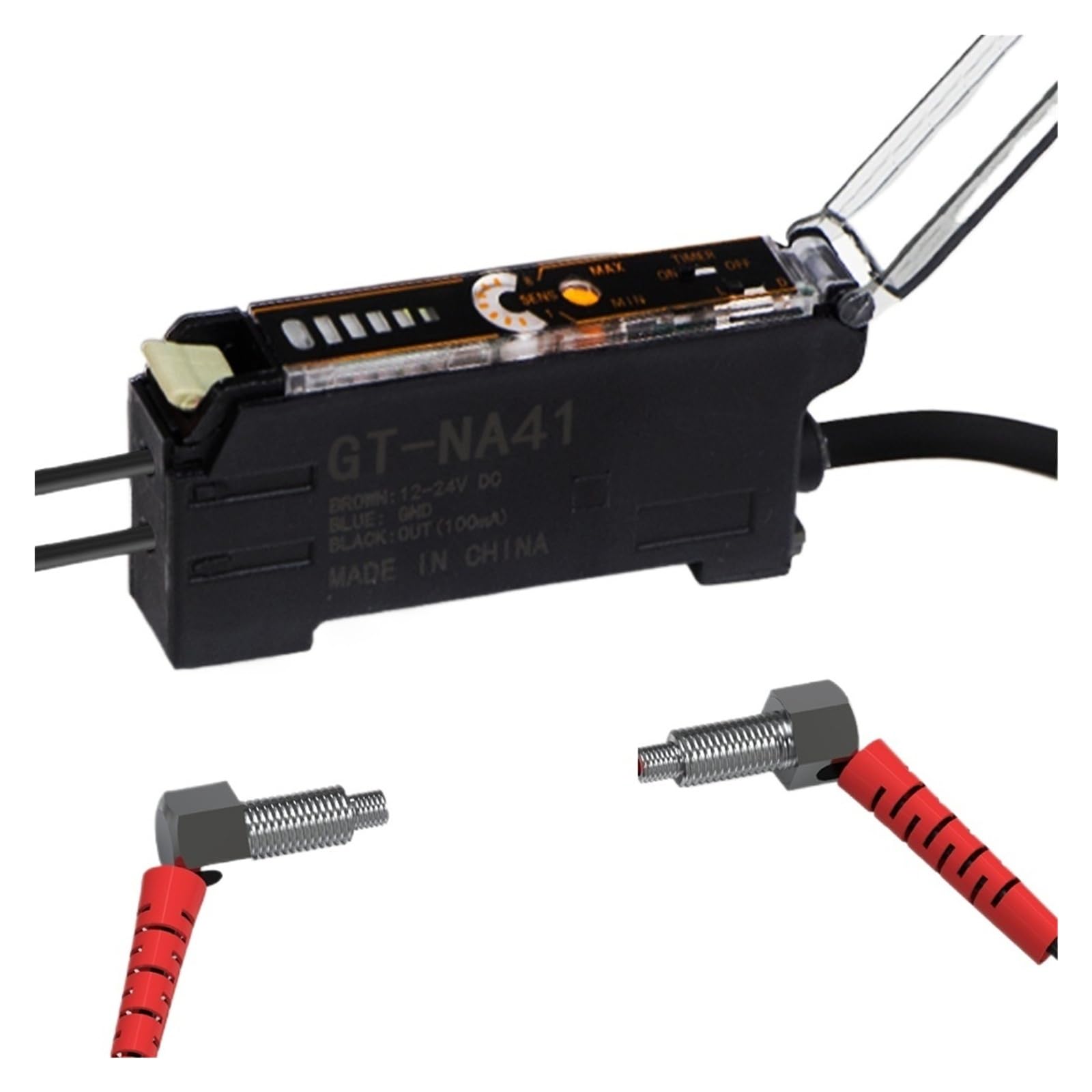Kompletny zestaw wzmacniaczy światłowodów przemysłowych M3 M4 M6 1-2M kabel PNP cyfrowy wyświetlacz optyczny przełącznik fotoelektryczny (PRC-620-TZ NA41 PNP)