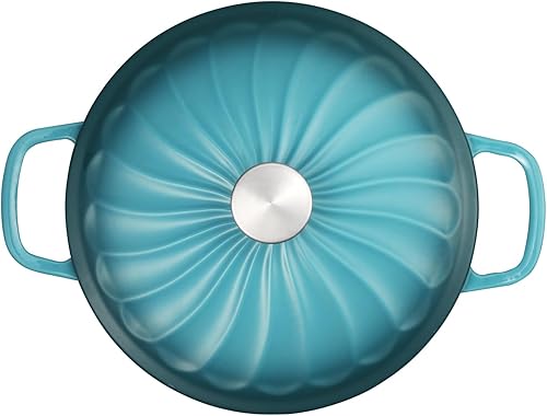 Miniatura 5 de Horno holandés ovalado de hierro fundido esmaltado, olla holandesa ovalada esmaltada de 7 cuartos de galón con tapa y asas dobles para estofar, para