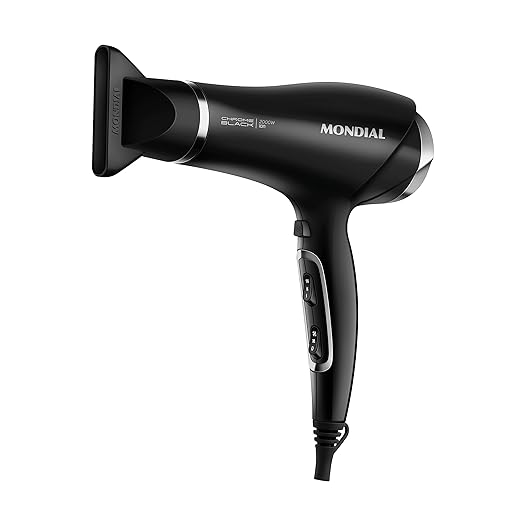 MONDIAL Secador de Cabelos, Preto/Cromado Prata, 2000W, 110V - SCN-04