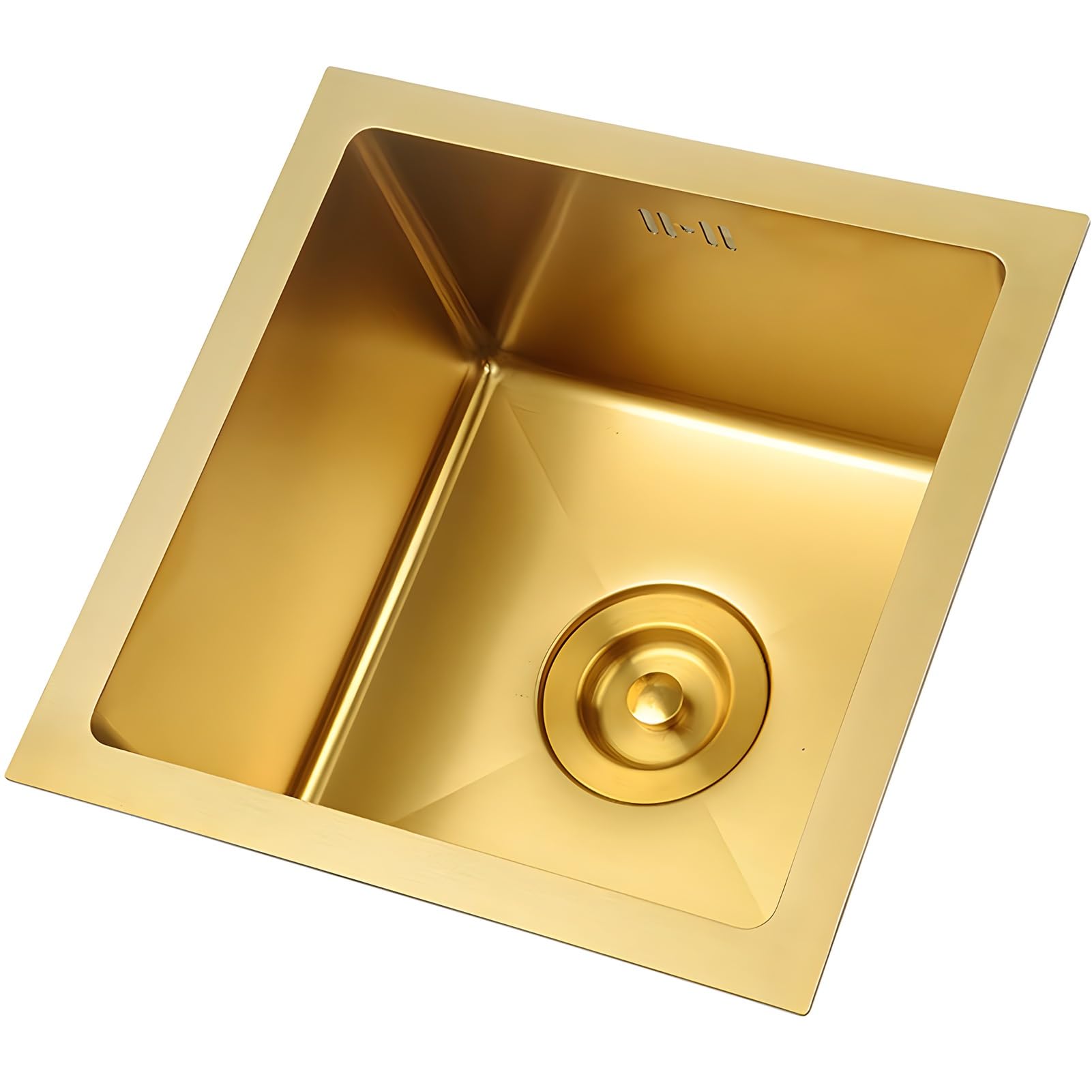 ZQFHSX Gold Bar Mini Sink Undermount, Drop-In Sink, Topmount Small Kitchen Single Basin Stainless Steel Workstation With Accessory Set, 8.4" Deep(38x38cm)