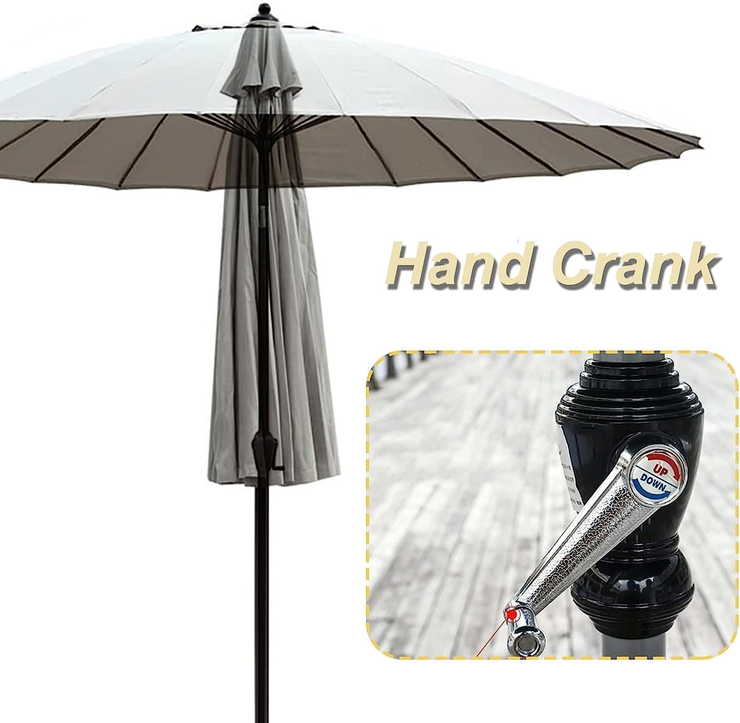 XYNSNDB Parasol Parasol ogrodowy Parasol targowy Parasol plażowy 8,8 stopy Okrągły parasol tarasowy z korbą i pochyleniem, 24 żebra Parasol zewnętrzny do ogrodu na podwórku Parasol zewnętrzny Parasol