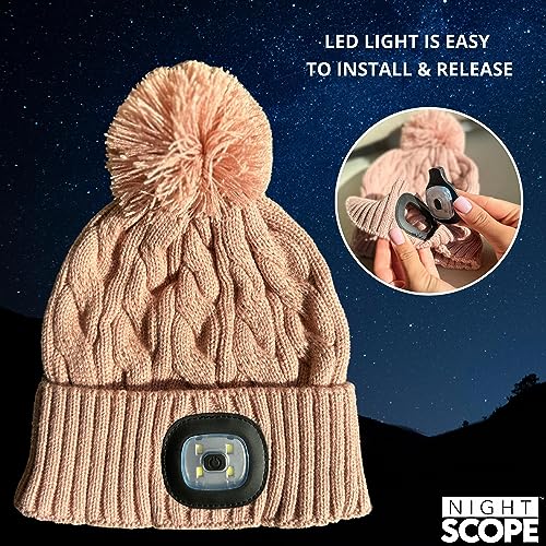 Image of Classic Rechargeable LED Warm Knit Beanie Head Light Hat Headlamp for Outdoor Activities