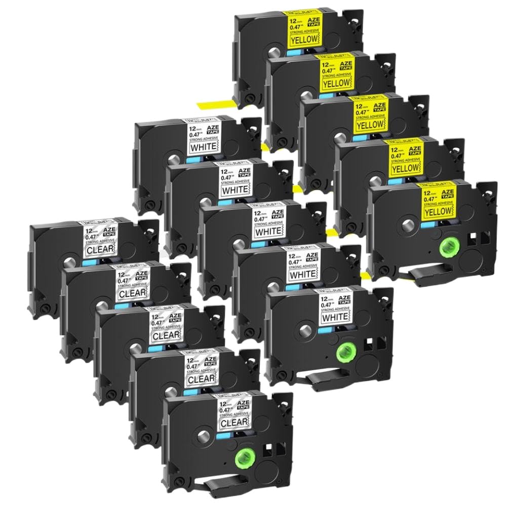 Beschriftungsband 6mm 9mm 12mm 18mm 24mm TZE-S231 S621 TzS131 TzS251 Acrylkleber Kompatibel Mit Label Printer(Black on yellow)