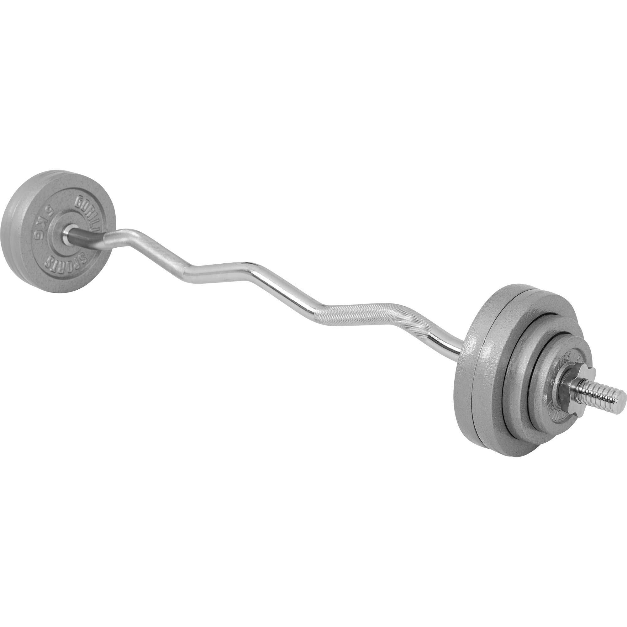 GORILLA SPORTS® Set Bilanciere con Pesi – 35kg, Barra Curva EZ 120cm Ø30mm, Dischi in Ghisa Verniciata, 2 Collari a Stella – Bilanciere Curl, Dischi Pesi, Palestra da Casa, Fitness, Allenamento