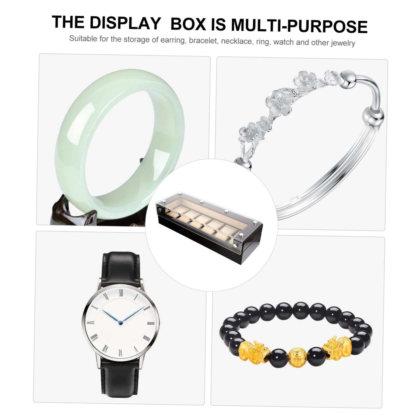 Beaupretty Schwarze Uhrenbox mit Fächern für Aufbewahrung und Display
