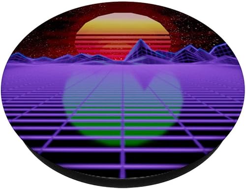 Miniatura 2 de Synthwave Retrowave Synth Technology Abstract 80's Retro PopSockets PopGrip agarre intercambiable para teléfonos y tabletas