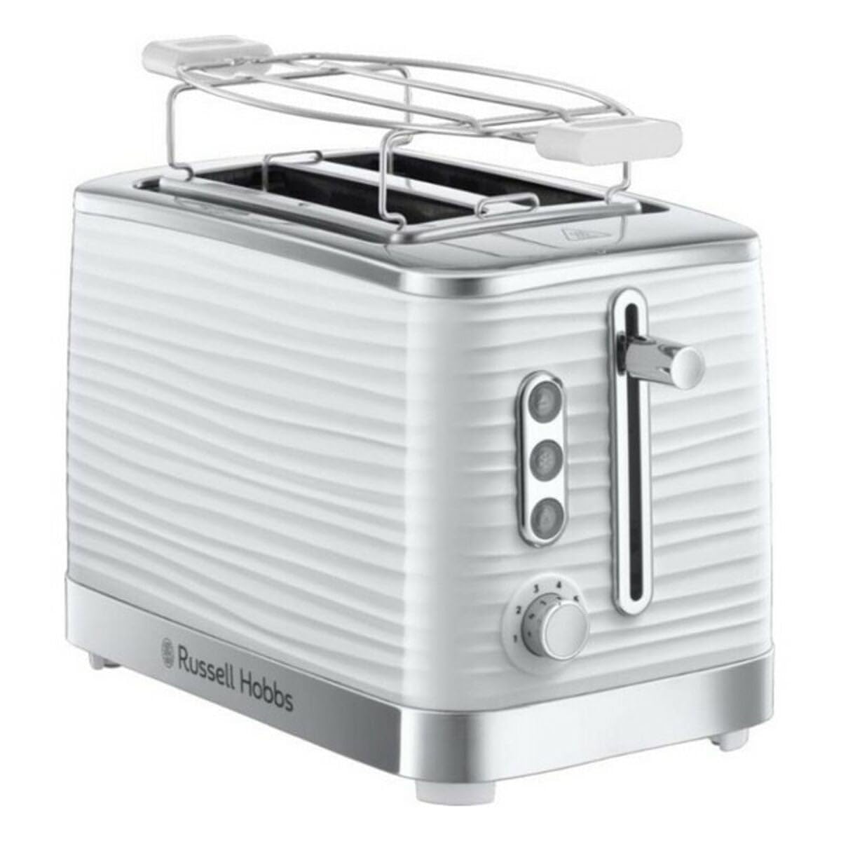 Russell Hobbs Grille pain [Fentes Extra Larges] Inspire Blanc (Design moderne, contrôle brunissage ajustable, tout type de pain, décongèle, réchauffe viennoiserie, ramasse-miettes) Toaster 24370-56