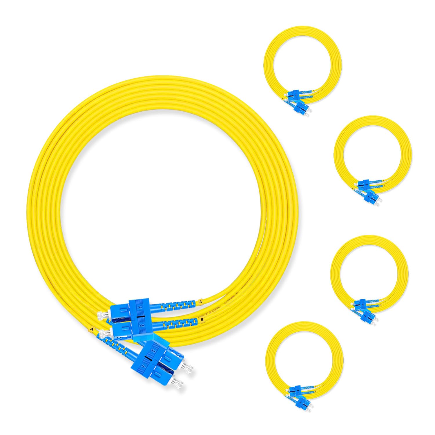 5Pcs 0.3 Meter Fiber Optic Patch Cord SC APC to SC APC, Simplex Single Mode Fiber Cable Jumper OS2 G652D 9/125μm, 1310nm/1550nm LSZH 3.0mm
