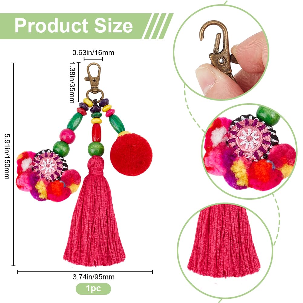 2 Porte-Clés Élégants Avec Nœud & Pompon – Style Sienna Chic Pour Sac & Clés