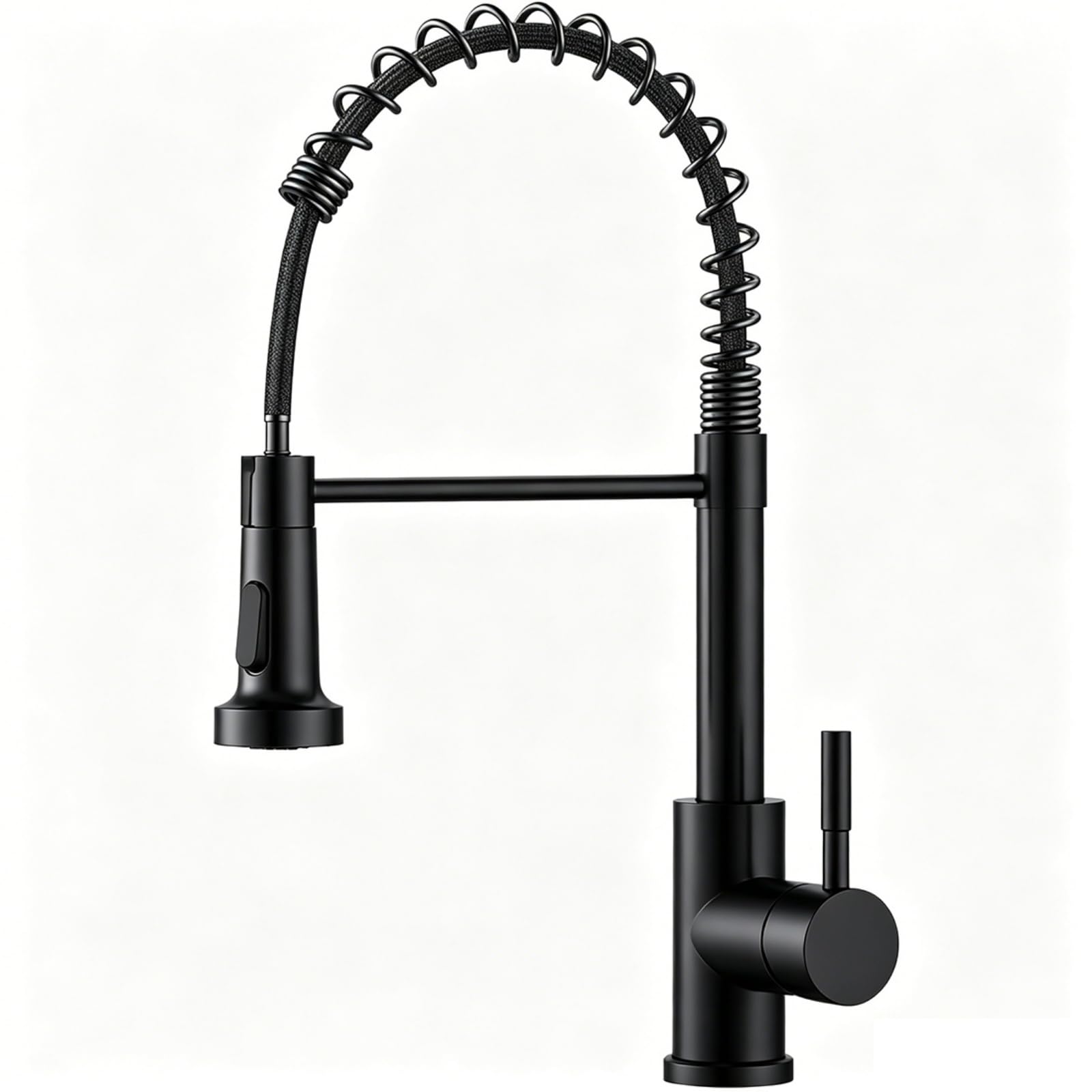 Kitchen Sink Mixer Taps Spring Kitchen Tap with Single Handle Lever, High Arc Swivel 360° Spring Bar Faucet with 2 Spray Mode, Galvanized Solid Brass (Black)