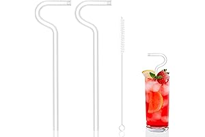 Original Reusable Glass Drinking Straw Set-Flute Style Designed for Engaging Lips Horizontally, Anti-Wrinkle