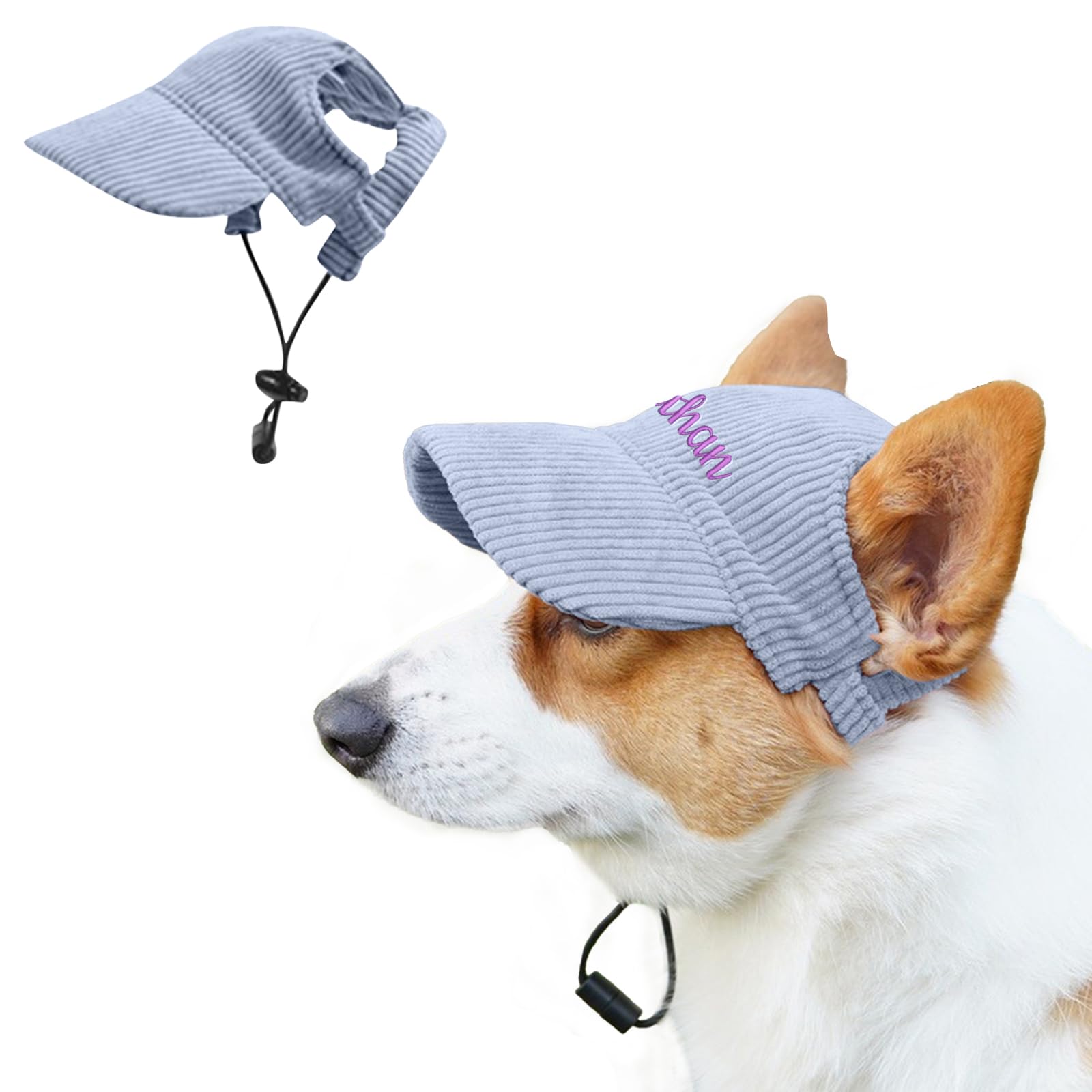 Custom Pet Dog Sun Hat with Embroidered Name,1PC Adjustable Small Dog Sun Hat with Ear Holes,Pet Hat Baseball Cap for Puppies Summer Outdoor (Blue, S)