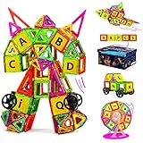 GLADTOP Magnetische Bausteine 44/98/122 Teile, Magnetbausteine Lernspielzeug Magnet Spielzeug Geschenk für 3 4 5 6 7 8 Jahre Jungen und Mädchen, Weihnachten Geschenke Magnet Bausteine für Kinder
