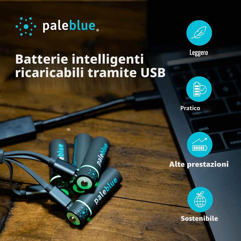 Batterie ricaricabili USB AA - (LR06) [HR06] Paleblue
