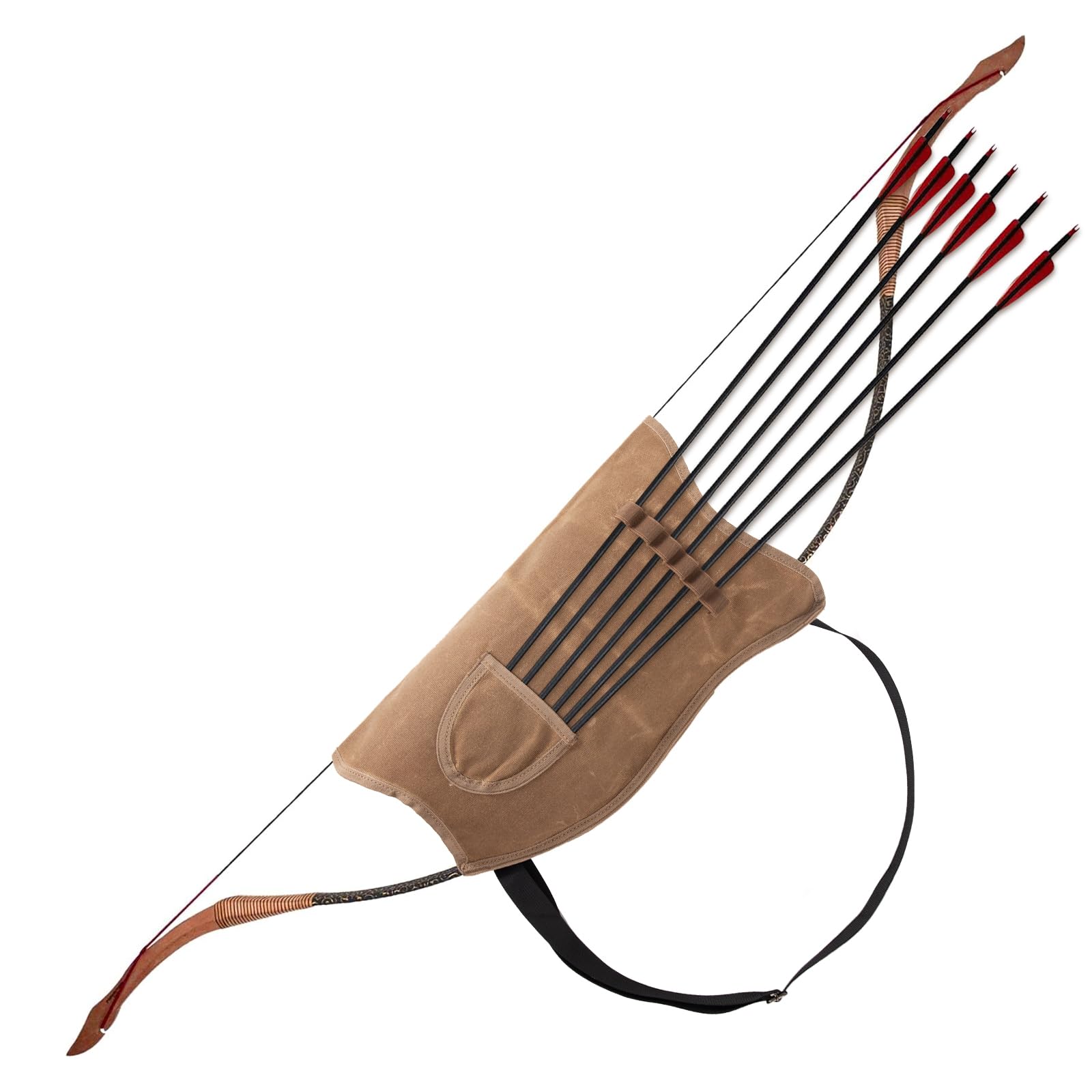 Archery Bow Carrier with Arrow Slots,Archery Back Arrow Quiver Arrow Holder,Adjustable Shoulder Strap for Outdoor Hiking Shooting Hunting,Shooting Targeting,Training,Cosplay,Archer Accessories