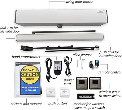 Touchless Open Automatic Door with 1 pc Receiver and 2 pcs 4.5 Square Stainless Wireless Touchless Push Panel Switch