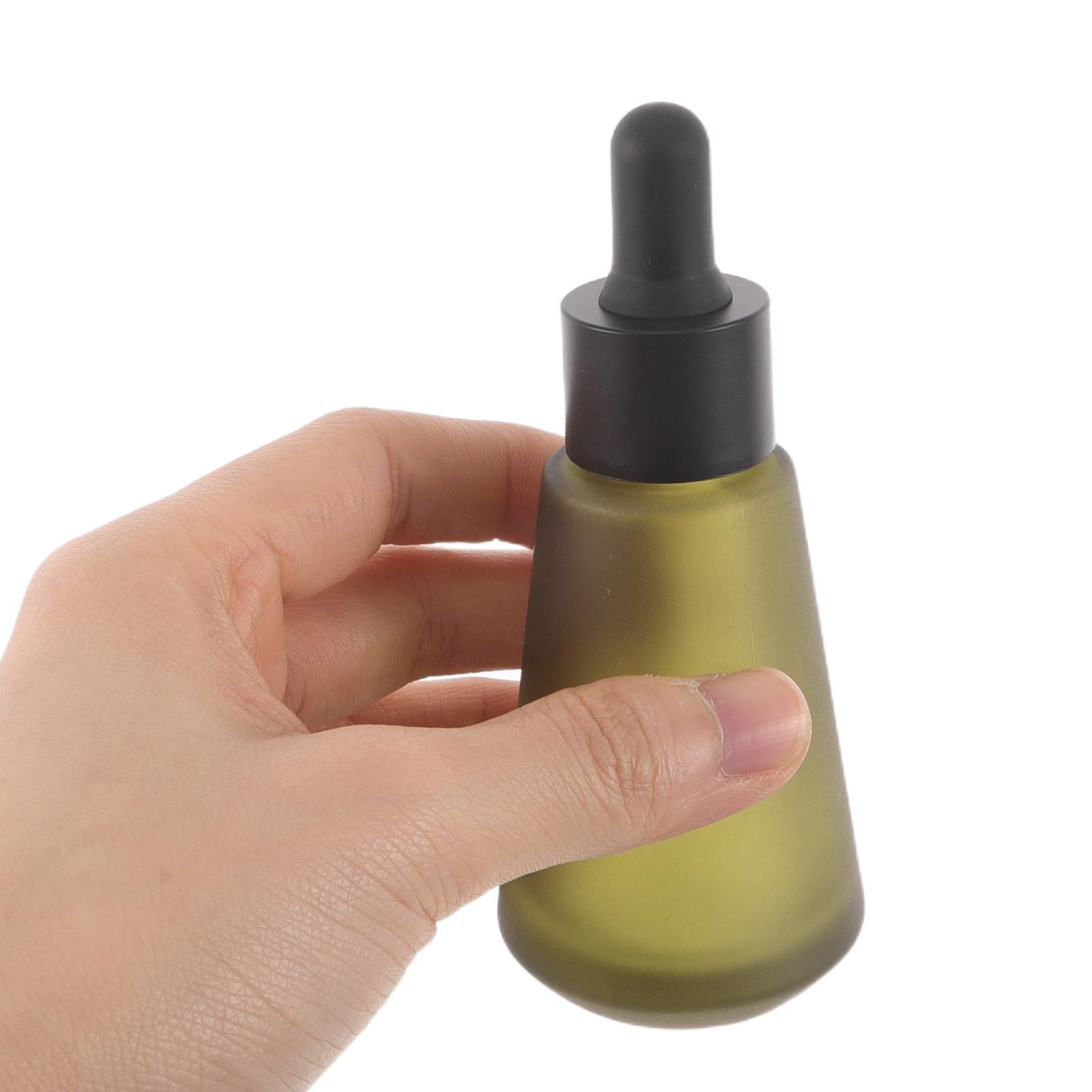 8 flaconi contagocce per oli essenziali, flaconi per profumo da 30 ml/1 oz per viaggi, barattoli conici verdi per campioni di cosmetici, contenitori ricaricabili per campioni di liquidi