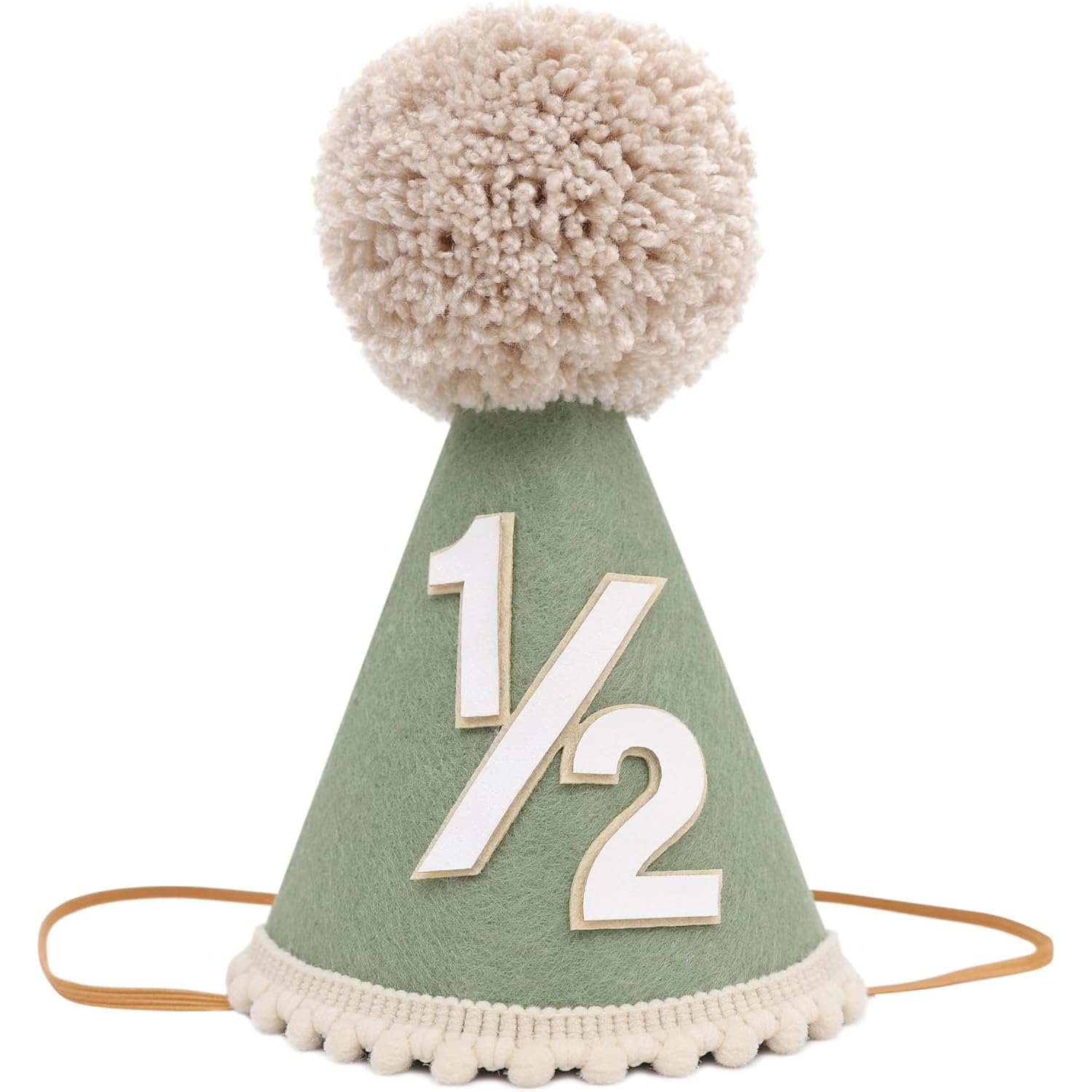 Xheanxu Half Birthday Hat, Baby 1/2 Birthday Cone Hats, Birthday Party Headwear for Children, Six Months Baby Party Hat s Outfit for Girls/Boys (Green)