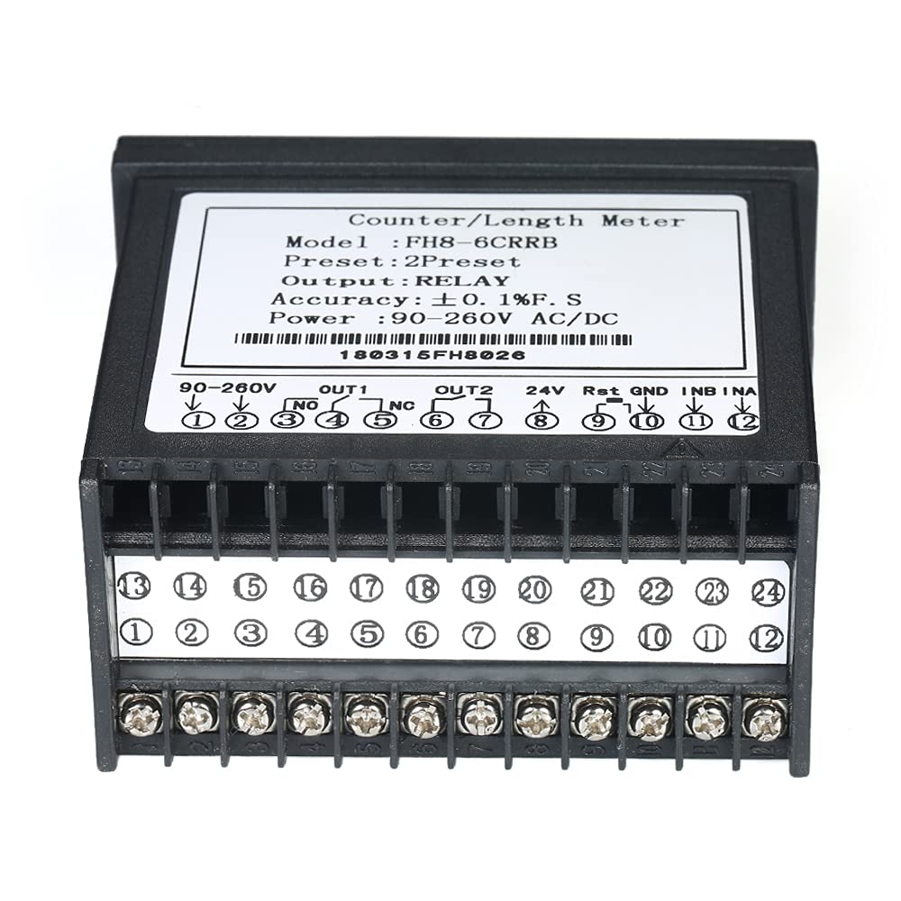 Contador digital multifuncional de doble diodo emisor de luz, 90 ~ 265 V CA/CC, medidor de longitud con 2 salidas de relé y pulso PNP NPN