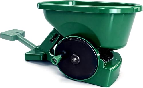 Hand Crank Seed Spreader, 3L Lawn & Fertilizer Spreader | 5 Adjustable Settings, Adjustable Arm Support, Anti-clog Angled Outlet, For Seed, Small Fertilizer, Salt And Ice Melt