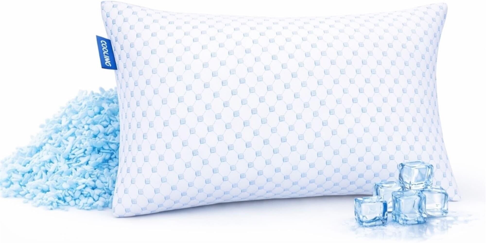 Nestl Cooling Pillow for Sleeping 1 Pack, Luxury Shredded Memory Foam Pillows Standard Size, Adjustable Cold Gel Pillows for Hot Sleepers Supportive Cool Pillow for Side Back Stomach Sleepers