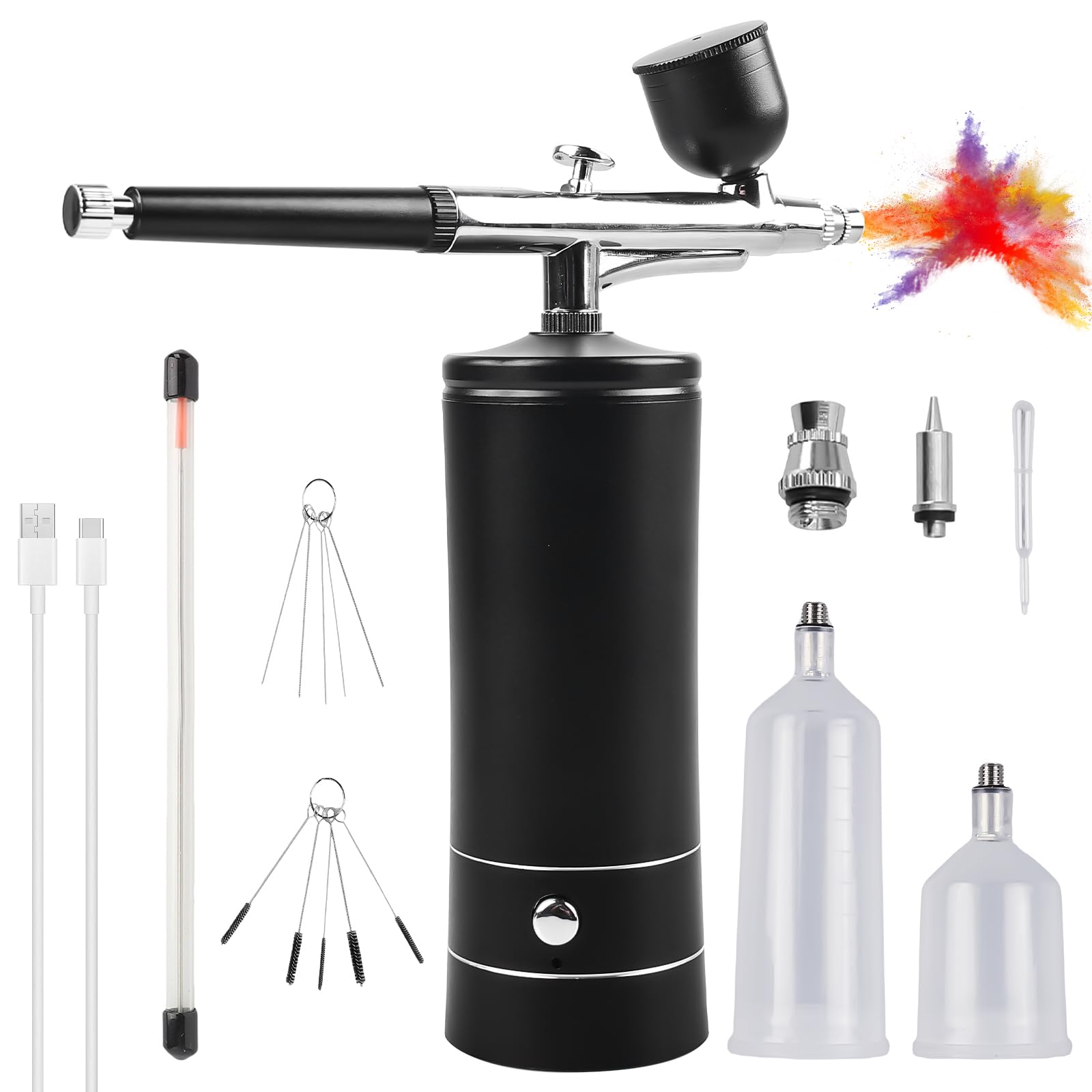 Kit aérographe portable avec compresseur, compresseur d'air portable, mini brosse à main sans fil, double action, pour peinture, tatouage, nail art