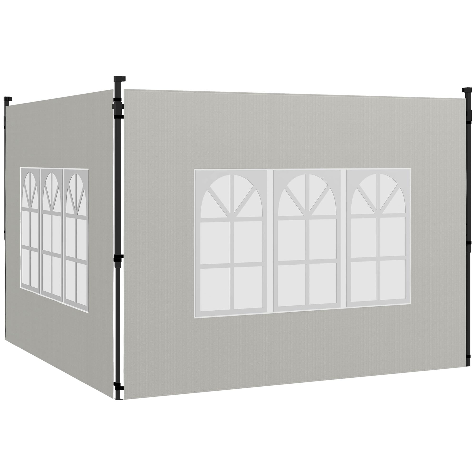 Outsunny Gazebo Side Panels with Window for 3x3(m) or 3x6m Gazebo, White