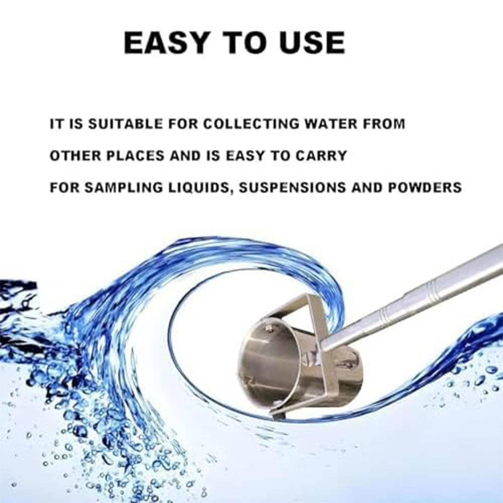 Perche D'échantillonnage D'eau Rétractable，Perche Télescopique De Prélèvement D'eau 500 Ml/1 000 Ml Pelle À Eau Avec Bec Gradué Pour Surveillance Environnementale(Stainless Steel 1000 Ml,1.5-7m)