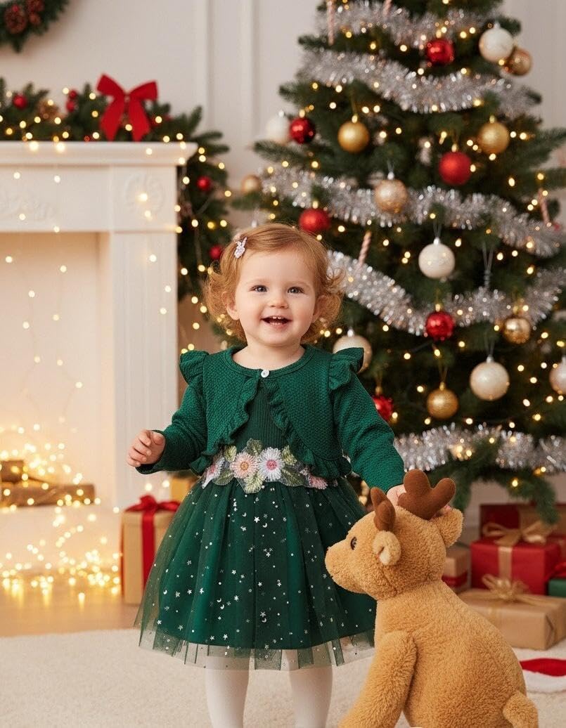 Renotemy Newborn Baby Girl Flower Dress Toddler Tutu Tulle Dress Princess Wedding Birthday Party Dresses for Girls 3M-3T - Image 2