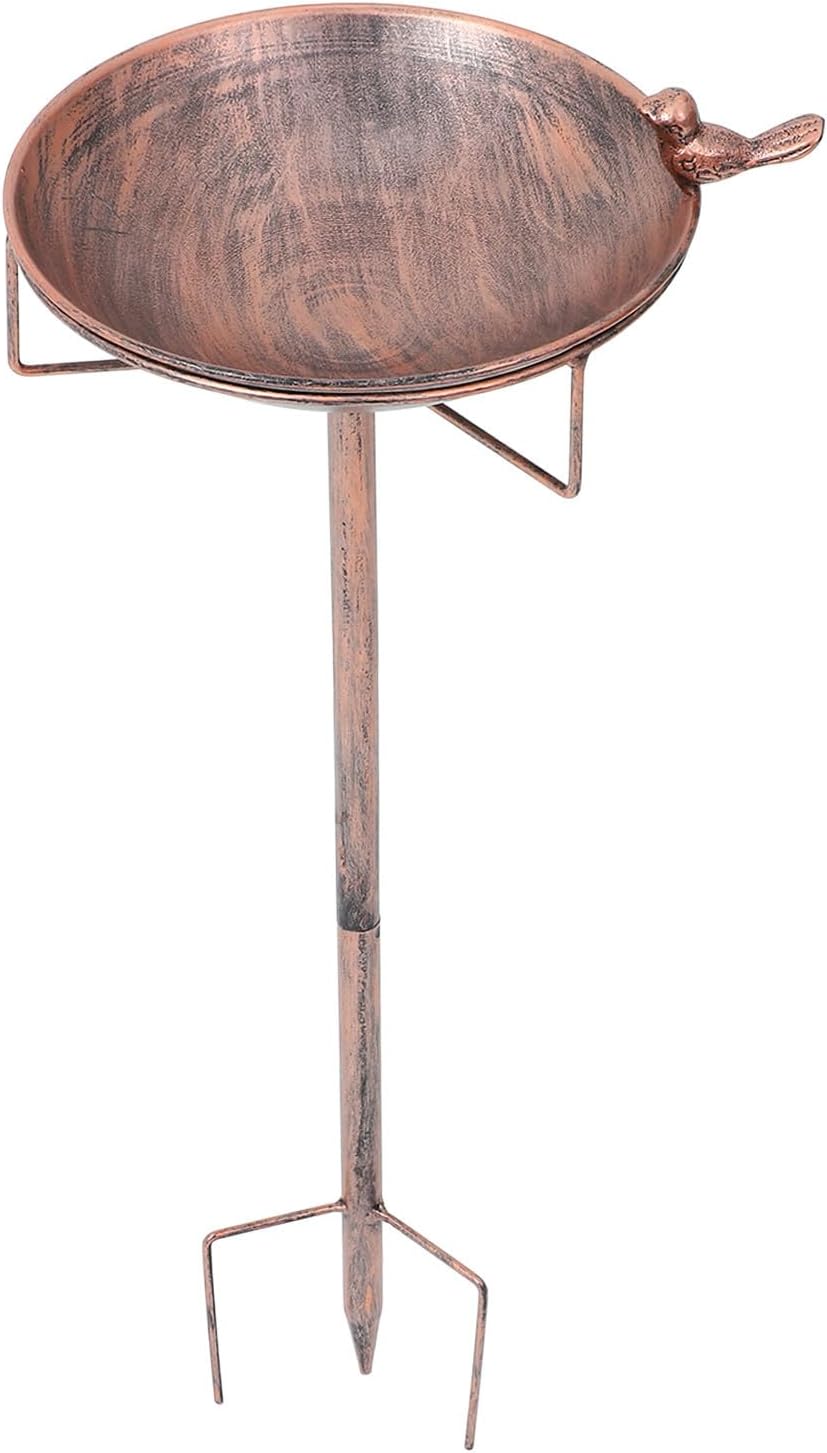 Metal Bird Bath Bowl Feeding and Watering for Outdoor Garden with Stake
