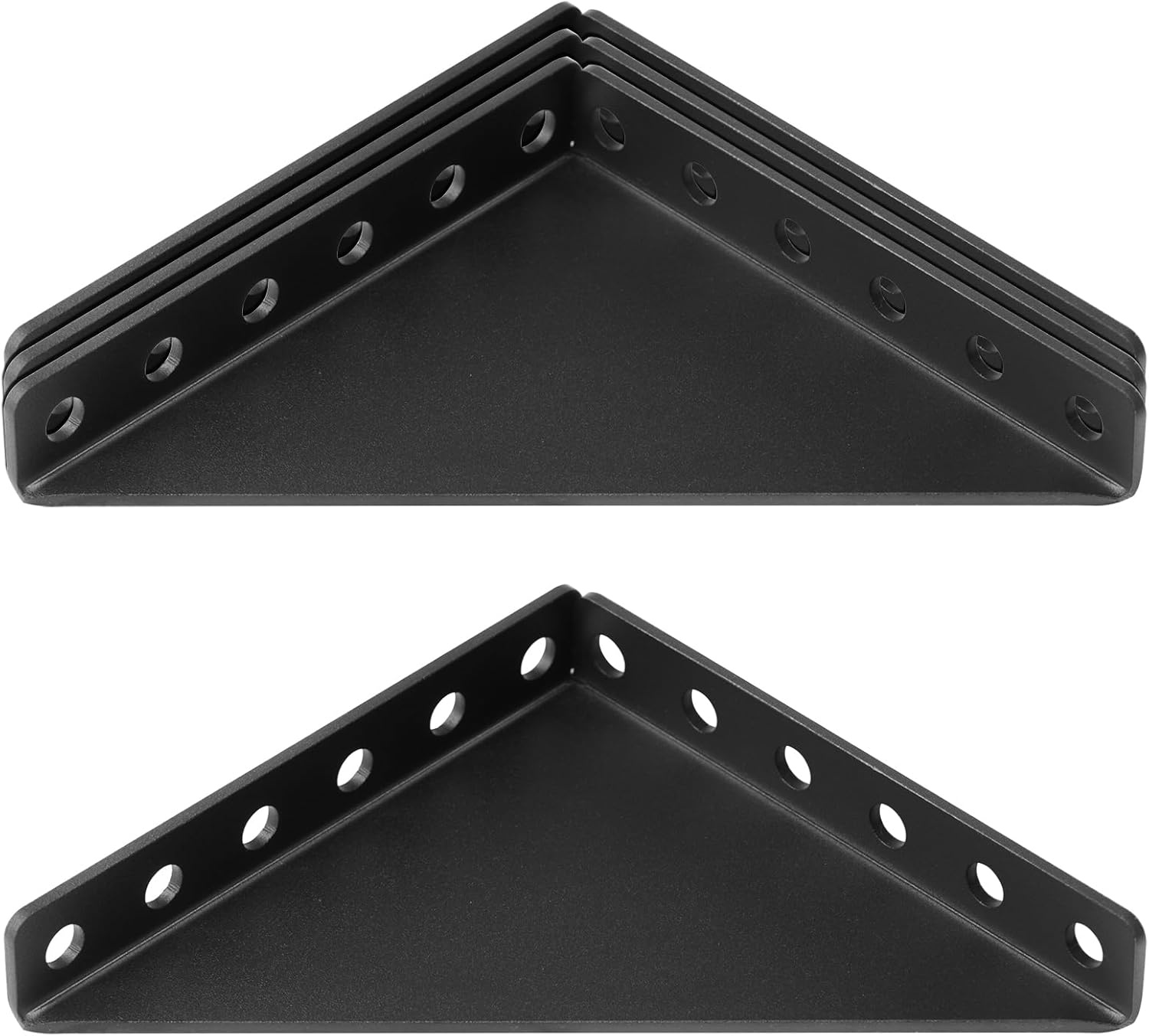 4 Pack 6" x 6" Black Flush Gusset Corner Braces, Triangle Shelf Support Brackets, 1/8" Thick