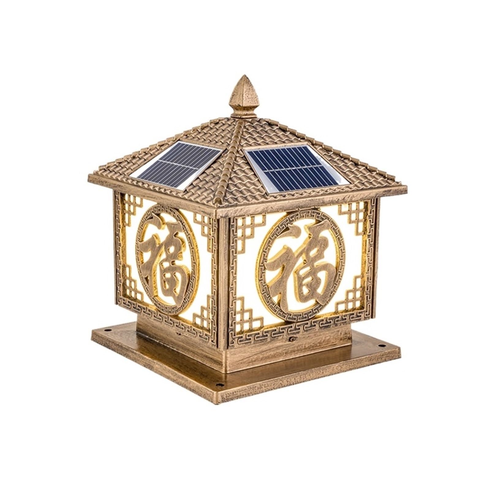 TRDEWR Solar Energy Column Head Lamp Outdoor Wall Retro Chinese Courtyard Pillar Top At The Gate Efficiently Utilize Sunlight