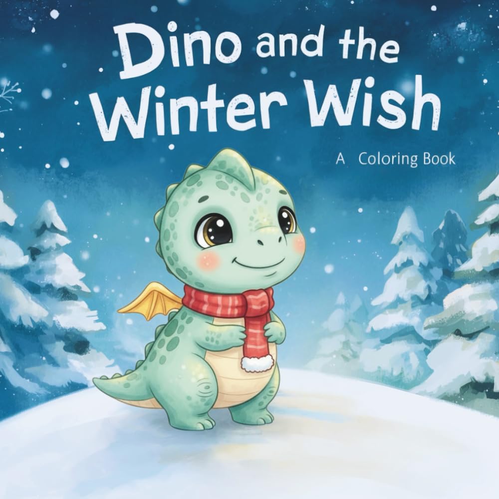 Dino and the Winter Wish A Coloring Book: Cute Dinosaur Coloring Book for Kids – Magical Winter Fun & Activities (Dino’s Magical World)
