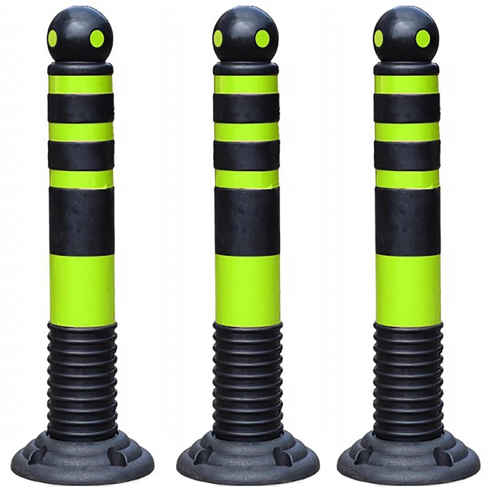 GHKryD safety bollard post, Safety Barrier Bollard for Driveways, Rubber Parking Bollards for Driveway(Green,3pcs)